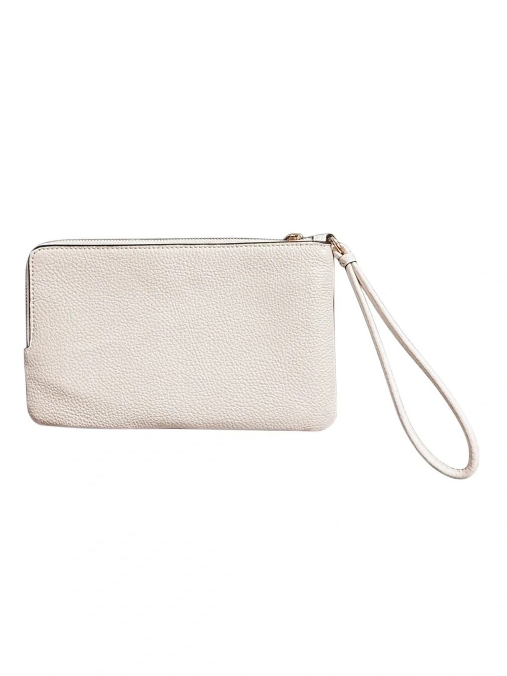 Coach C5576 Signature Canvas Double Zip Wallet Wristlet Brown Pebble Leather